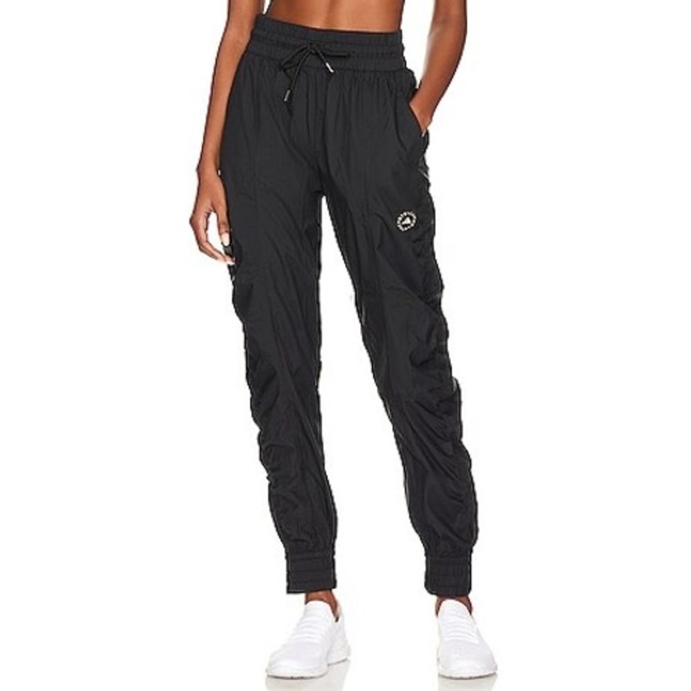 Adidas by Stella McCartney Black Ruched Woven Track Pants Joggers - Small